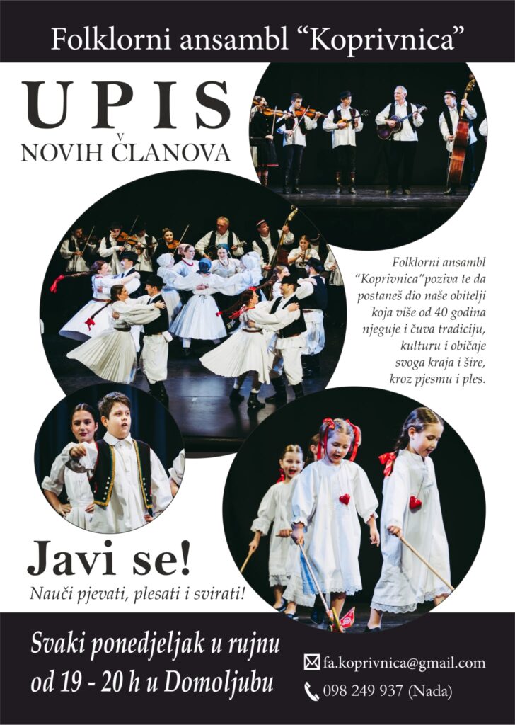 Folklorni ansambl “Koprivnica” upisuje nove članove