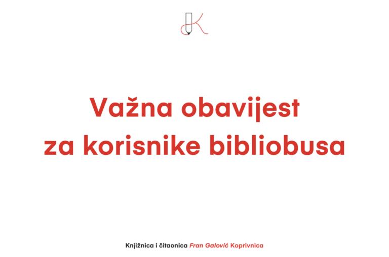 Važna obavijest za korisnike bibliobusa