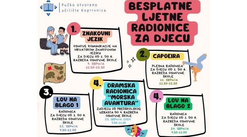 Besplatne ljetne radionice u Pučkom otvorenom učilištu Koprivnica