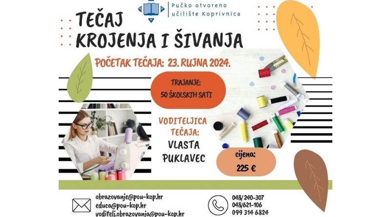 Novi tečaj krojenja i šivanja u POU Koprivnica  – Otvorite vrata kreativnosti!