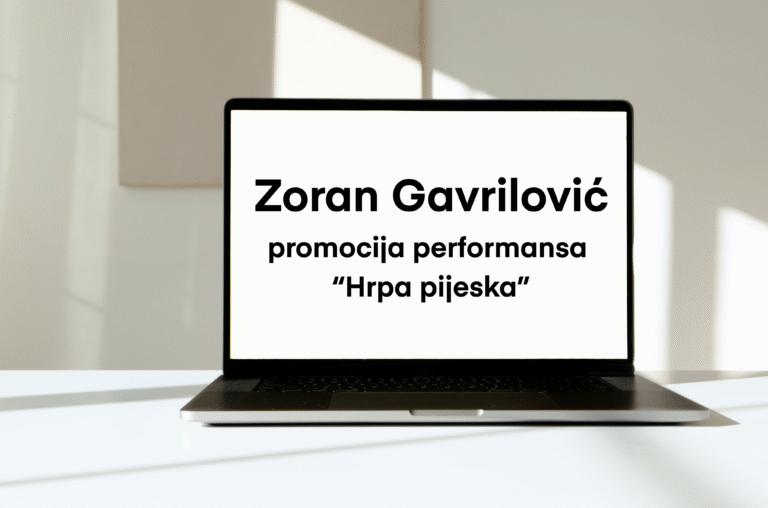 Promocija performansa „Hrpa pijeska“/ Zoran Gavrilović